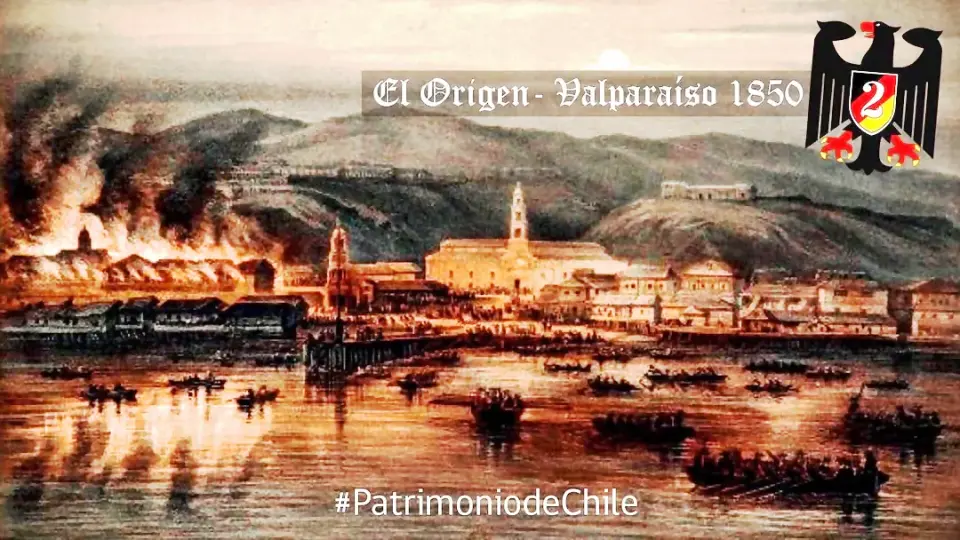 Representación del gran incendio de Valparaíso de 1850